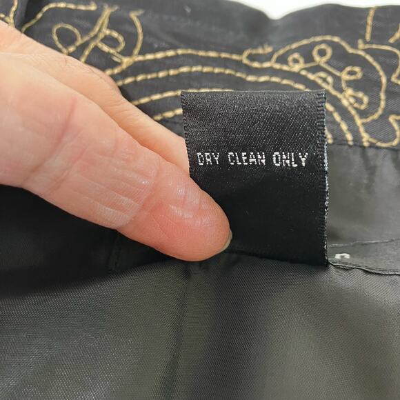 Silkland Jacket Womens Black Gold SZ 2X 100% Pure Silk Button Up Embroidered - Picture 13 of 13